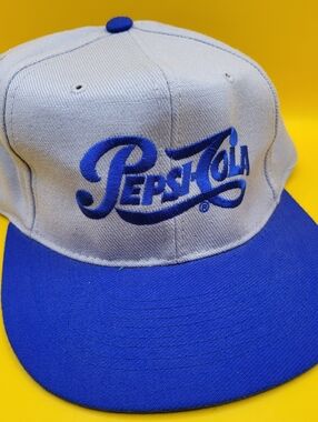 Vintage Pepsi Cola SnapBack Hat Otto Embroidered Grey Blue